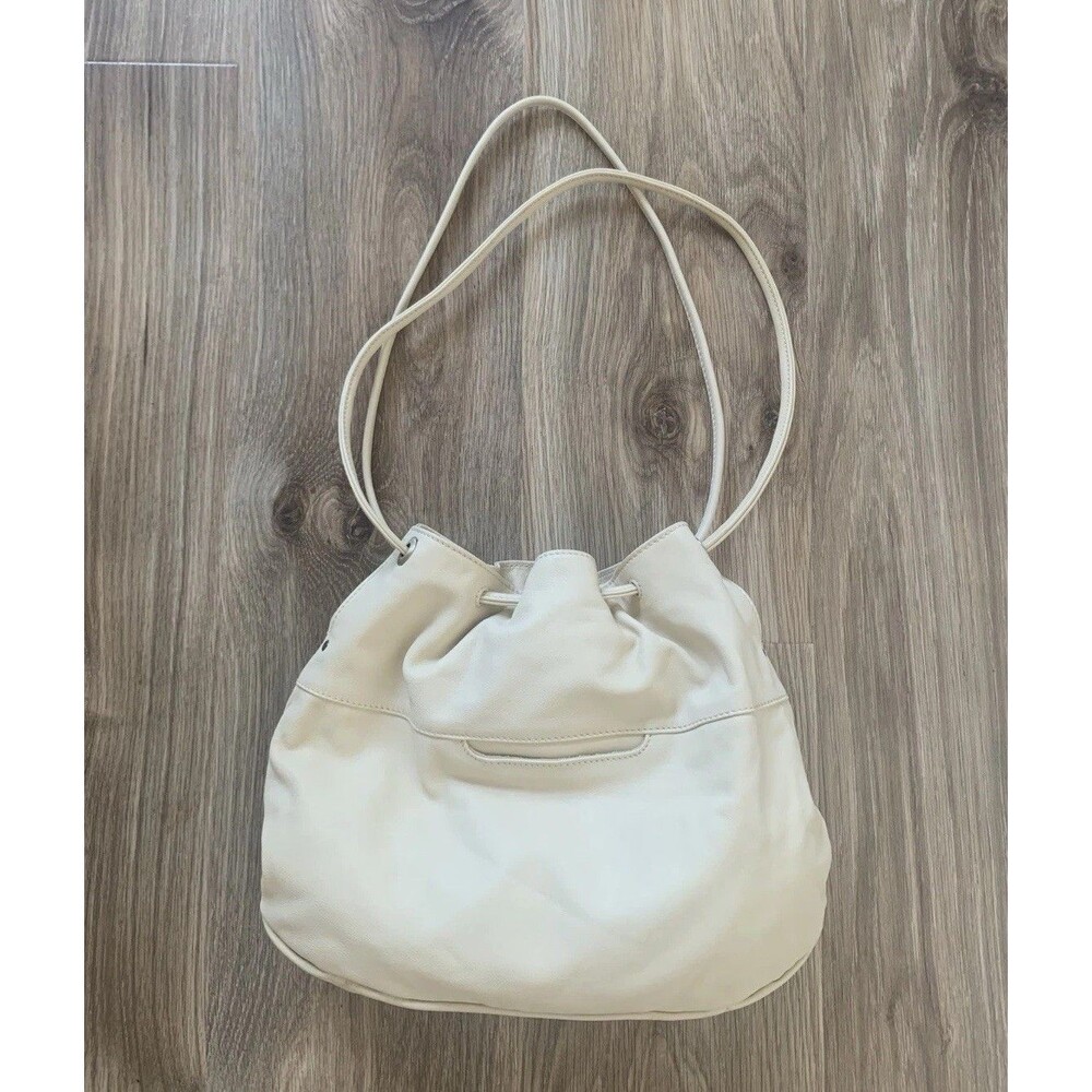 HOBO The Dreamer Cinch Bag Cream Leather Slouchy Shoulder Purse